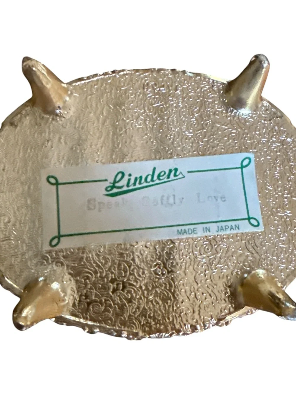 Linden Porcelain Trinket Music Box Vtg Japan‎ Victorian Gold Speak Softly Love